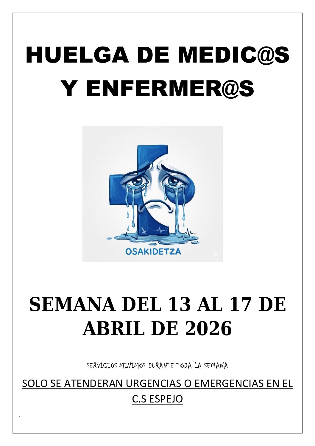 HUELGA SEMANA DEL 13 AL 17 DE ABRIL 2026 EN VALLES I.